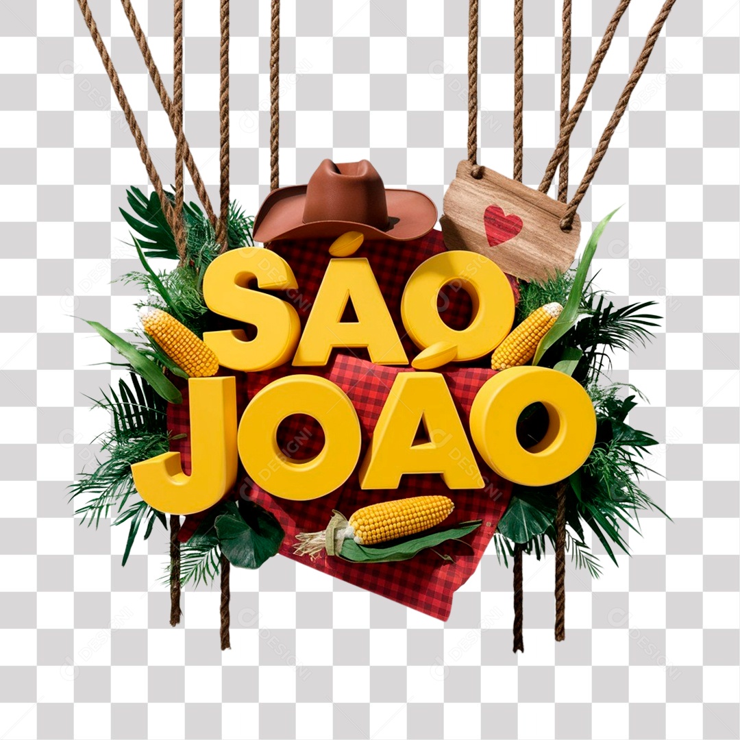 São João Selo 3D para Composição PNG Transparente