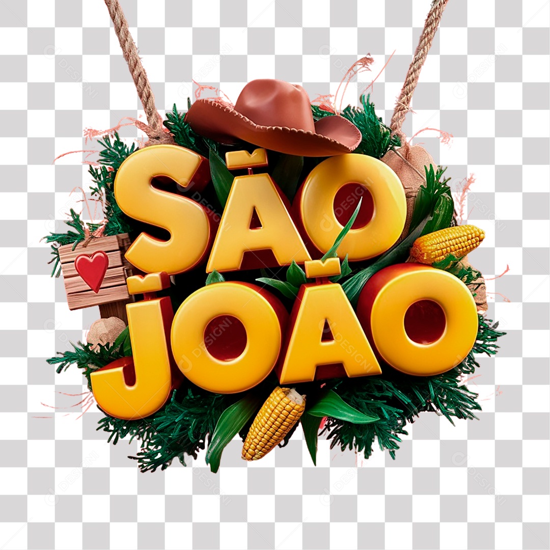 Selo 3D São João para Composição PNG Transparente