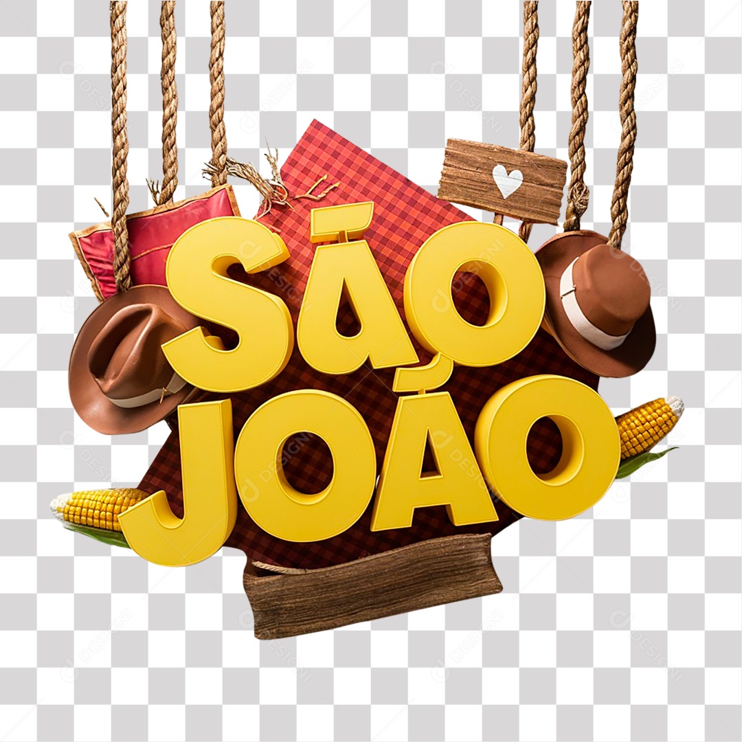 Selo 3D São João para Composição PNG Transparente