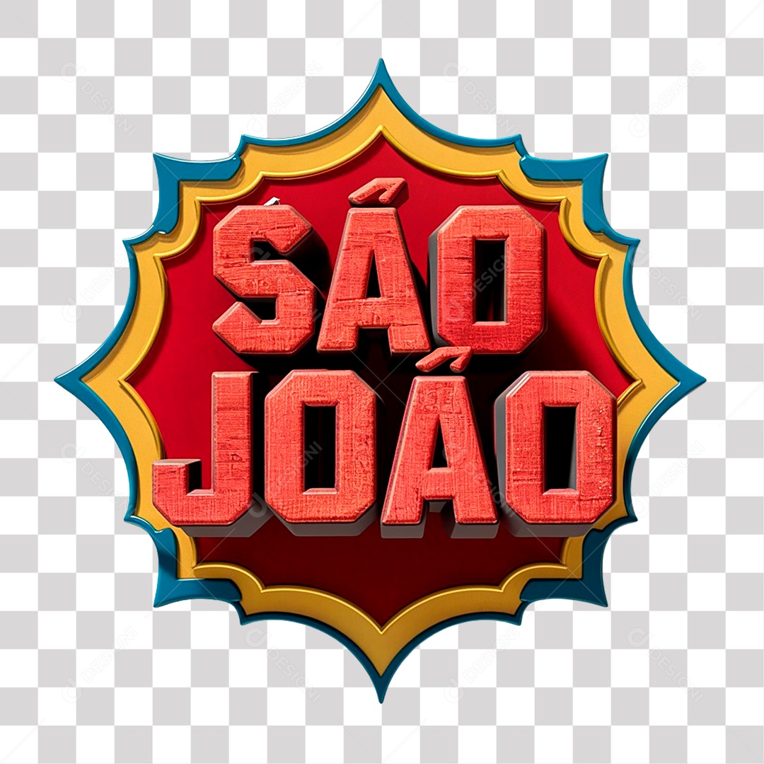 São João Selo 3D para Composição PNG Transparente