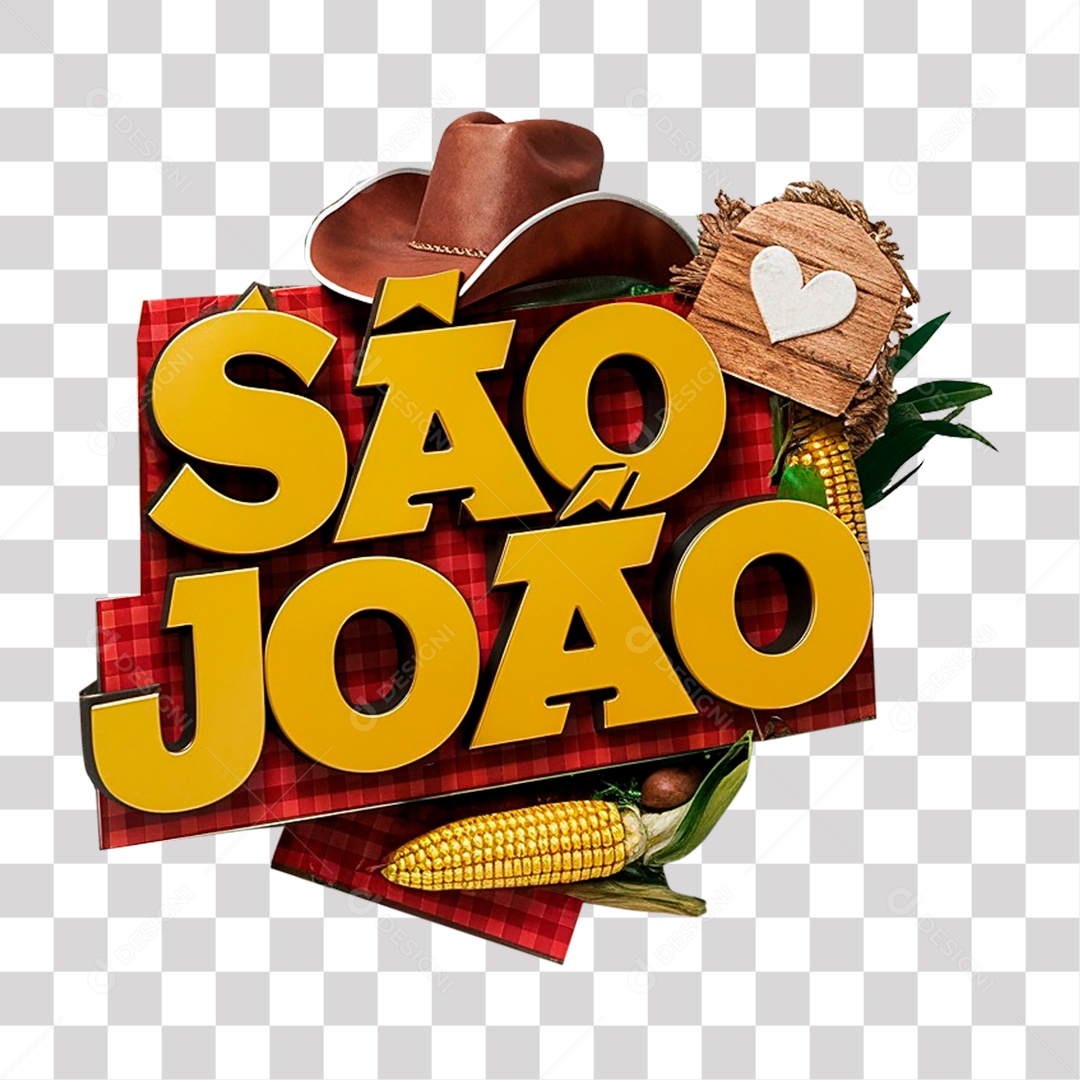 São João Selo 3D para Composição PNG Transparente