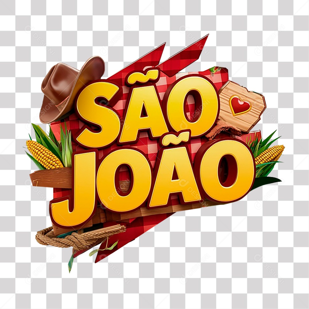 São João Selo 3D para Composição PNG Transparente