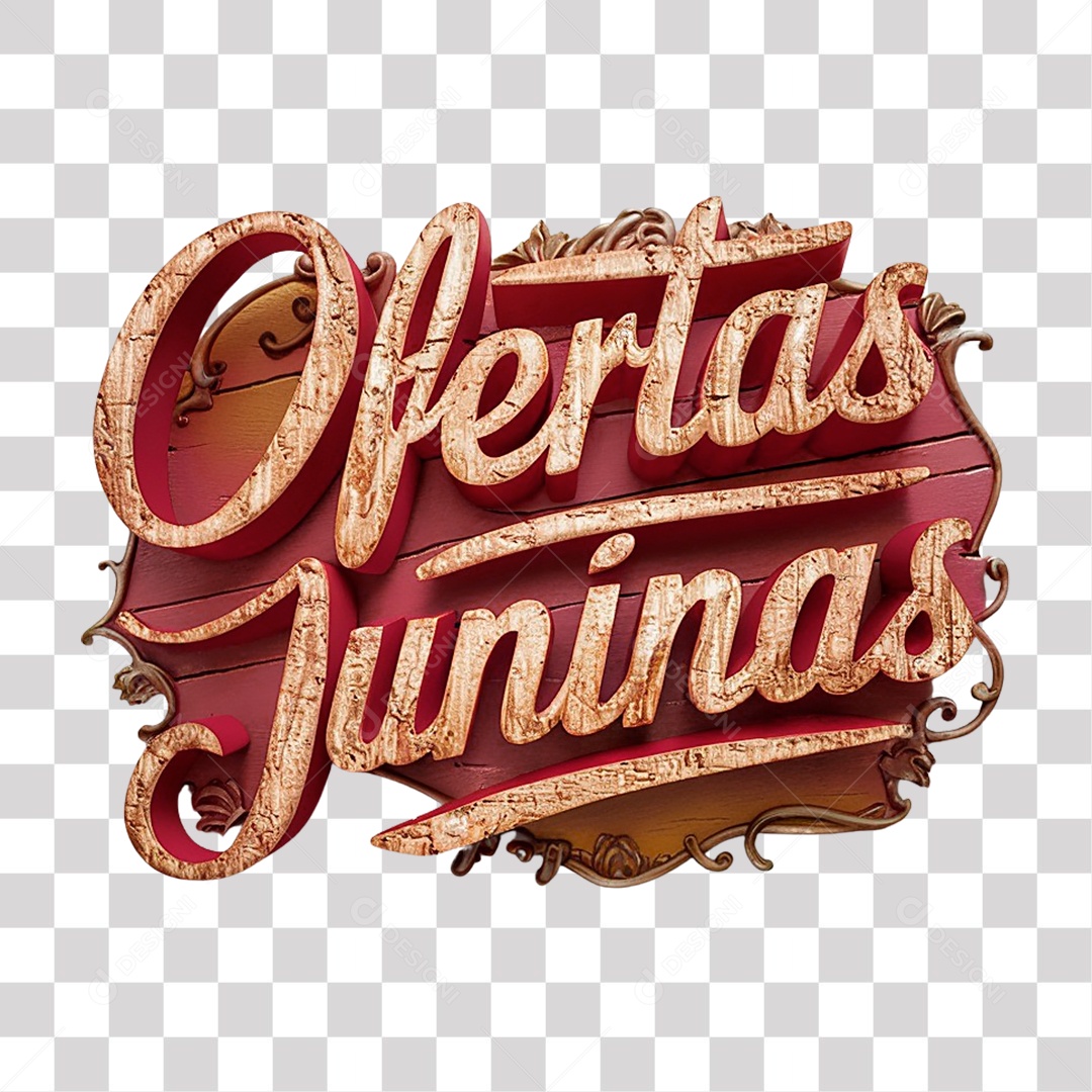 Ofertas Juninas Selo 3D para Composição PNG Transparente