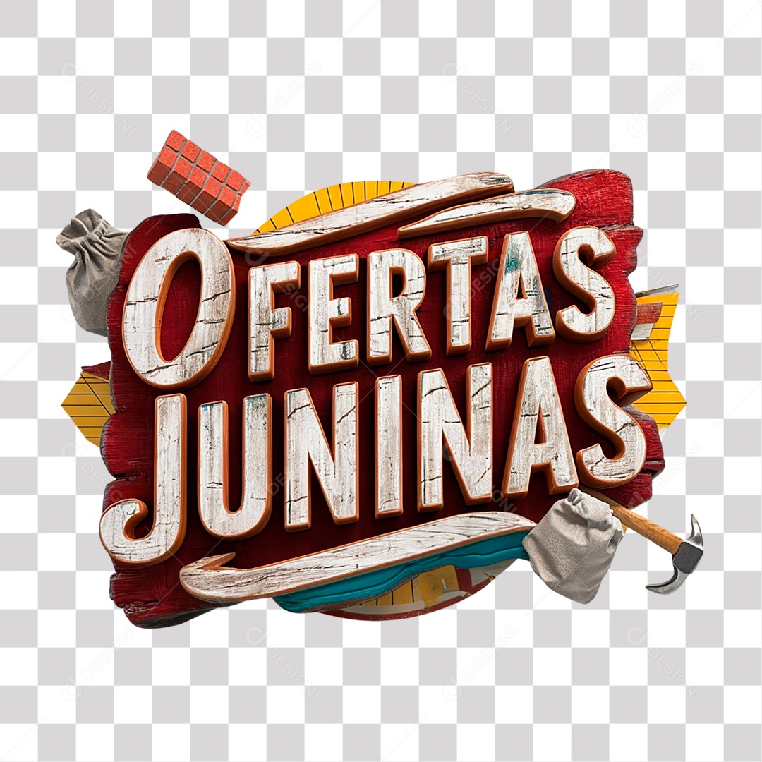 Selo 3D Ofertas Juninas para Composição PNG Transparente