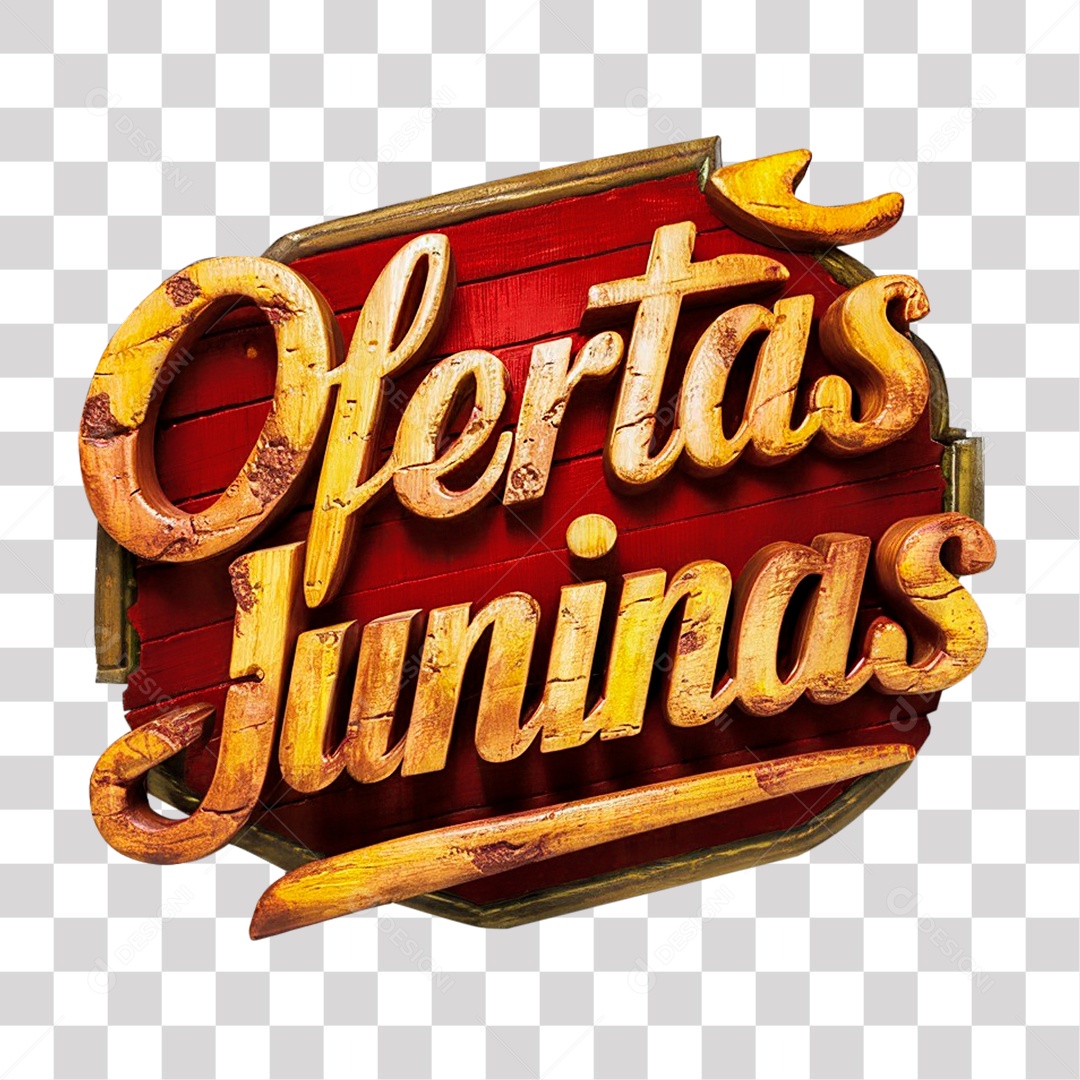 Selo 3D Ofertas Juninas para Composição PNG Transparente