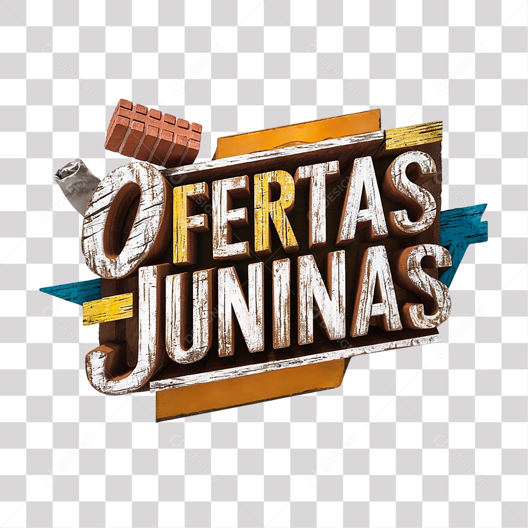 Selo 3D Ofertas Juninas Colorido para Composição PNG Transparente