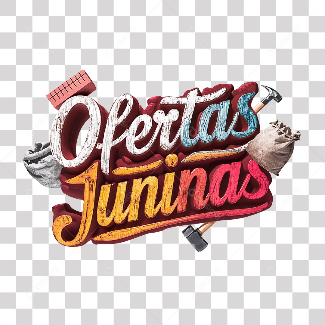 Ofertas Juninas Selo 3D Colorido para Composição PNG Transparente
