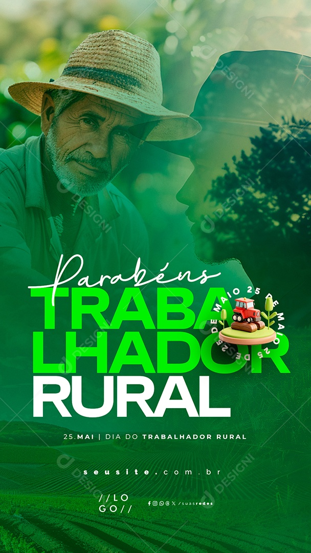 Story Dia do Trabalhador Rural 25 de Maio Parabéns Social Media PSD Editável