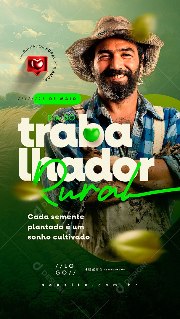 Story Dia do Trabalhador Rural 25 de Maio Cada Semente Plantada é Um Sonho Social Media PSD Editável