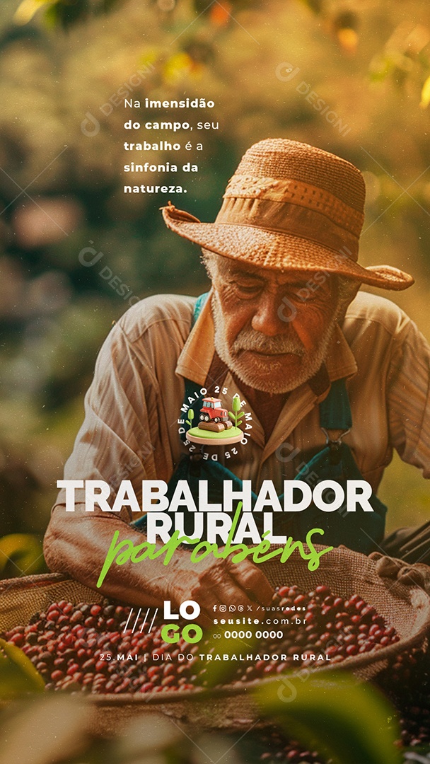 Story Dia do Trabalhador Rural 25 de Maio Parabéns Social Media PSD Editável