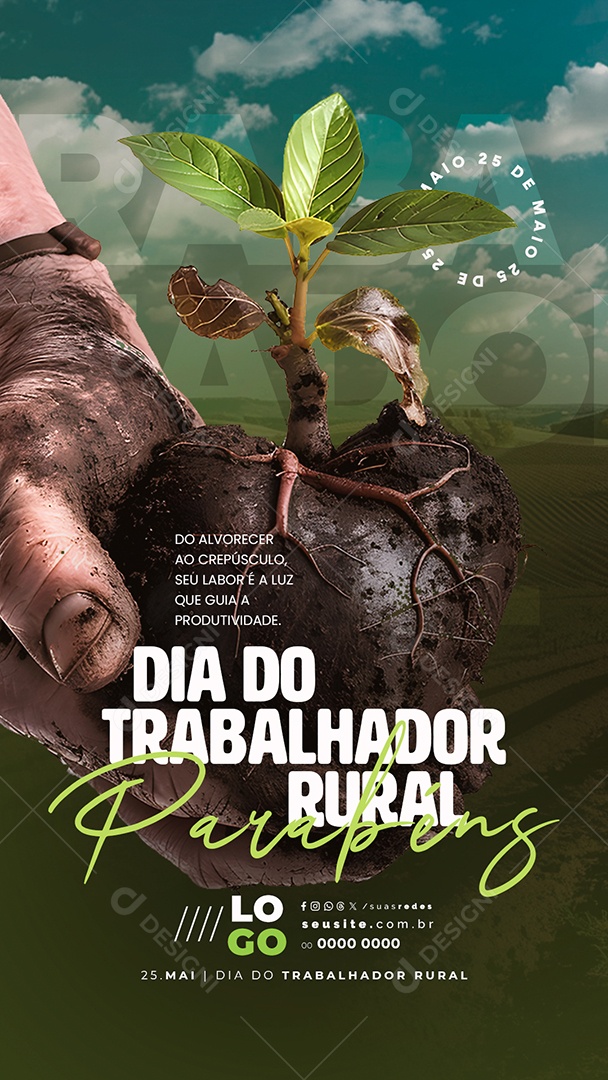 Story Dia do Trabalhador Rural 25 de Maio Social Media PSD Editável