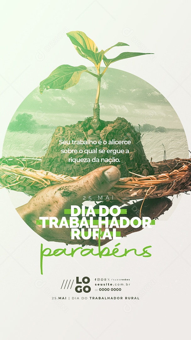 Story Dia do Trabalhador Rural 25 de Maio Parabéns Social Media PSD Editável