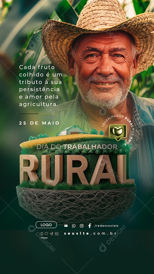 Story Dia do Trabalhador Rural 25 de Maio Social Media PSD Editável
