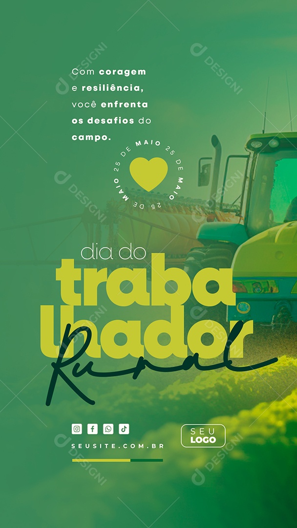 Story Dia do Trabalhador Rural 25 de Maio Com Coragem e Resiliência Social Media PSD Editável