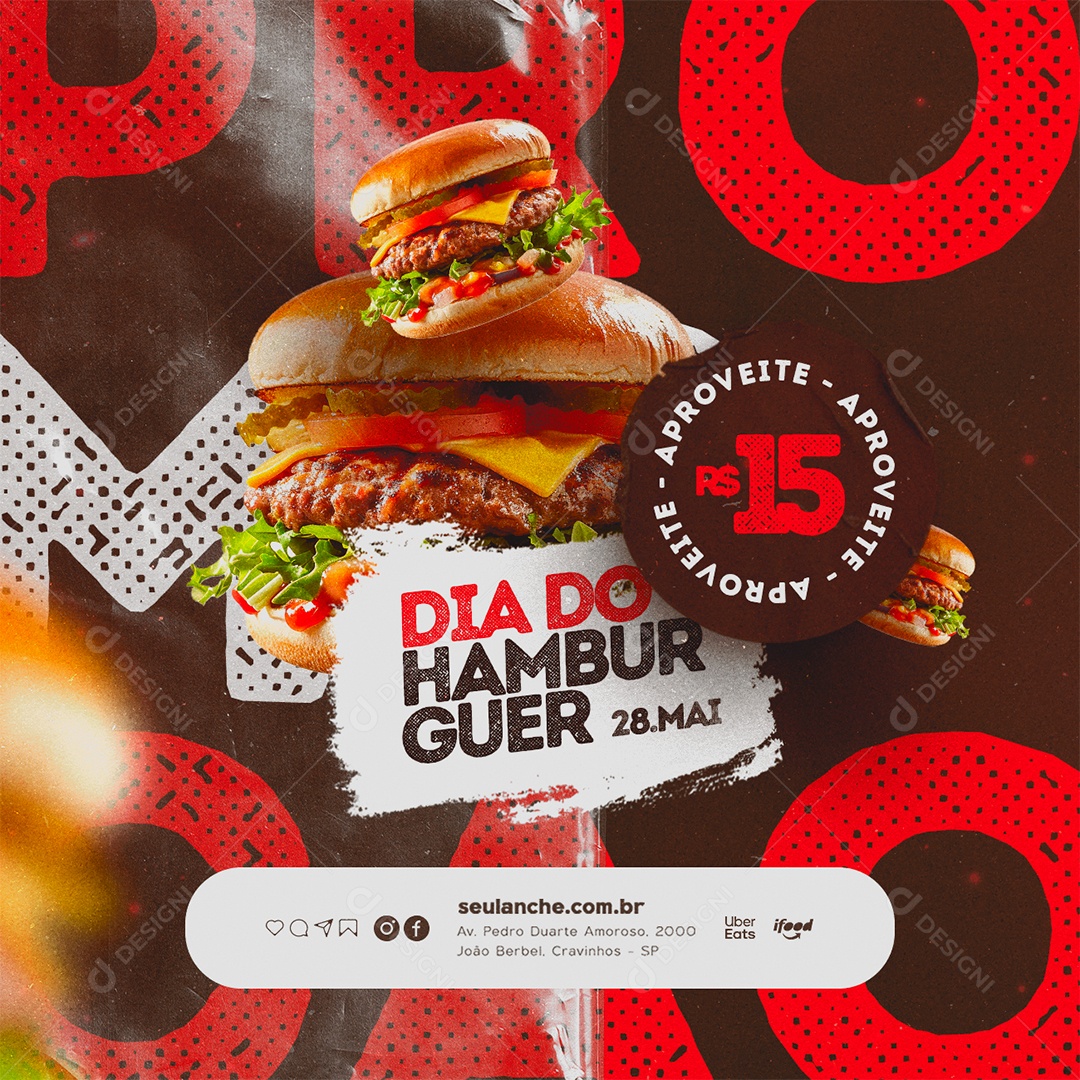 Dia do Hambúrguer 28 de Maio Aproveite Social Media PSD Editável