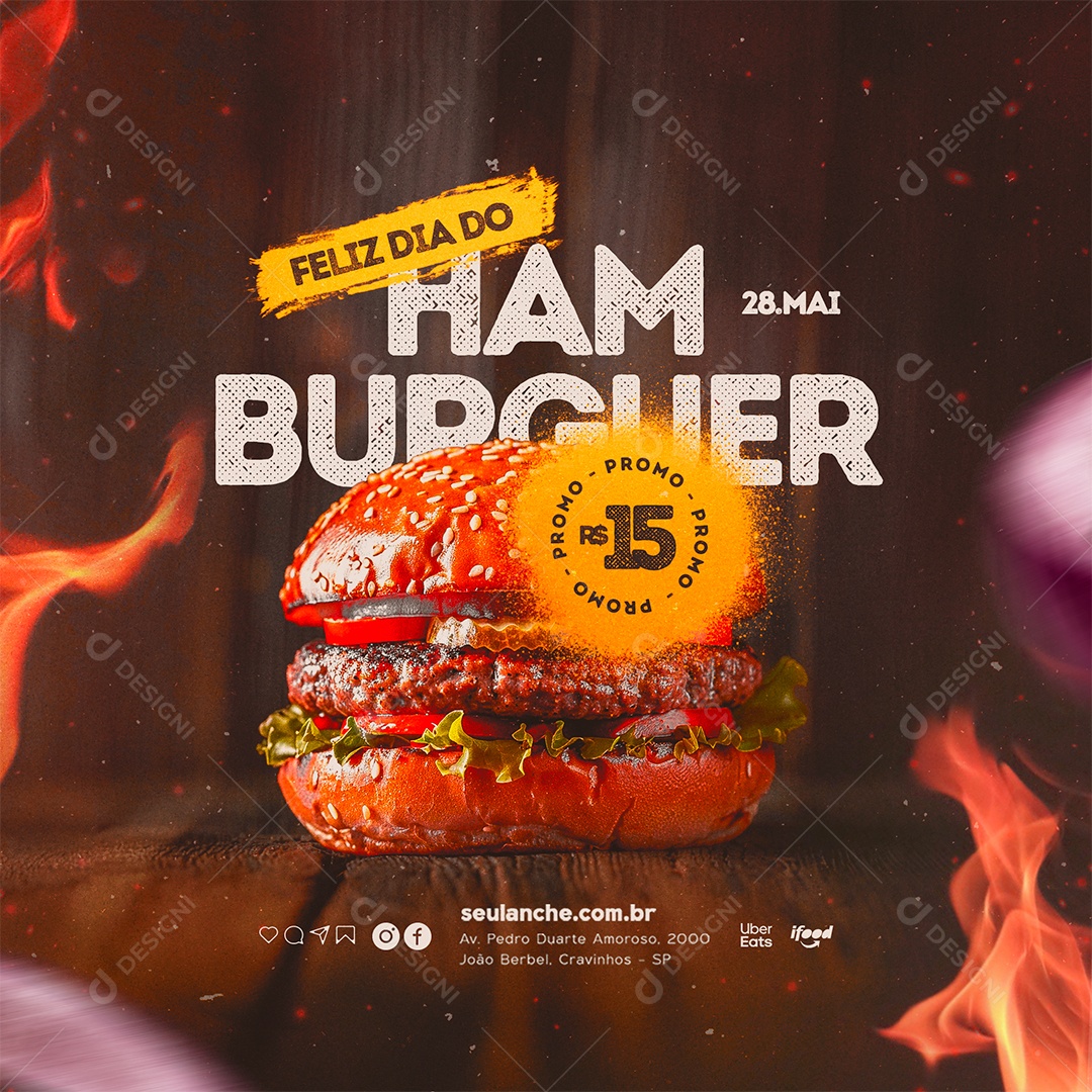 Feliz Dia do Hambúrguer 28 de Maio Promo Social Media PSD Editável