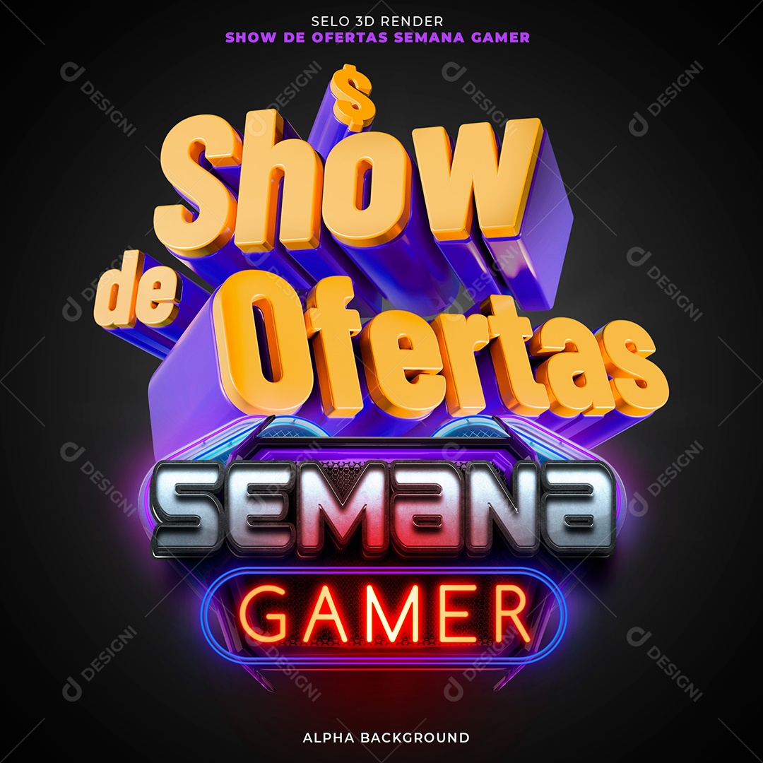 Show de Ofertas Saldão Gamer Selo 3D para Composição PSD