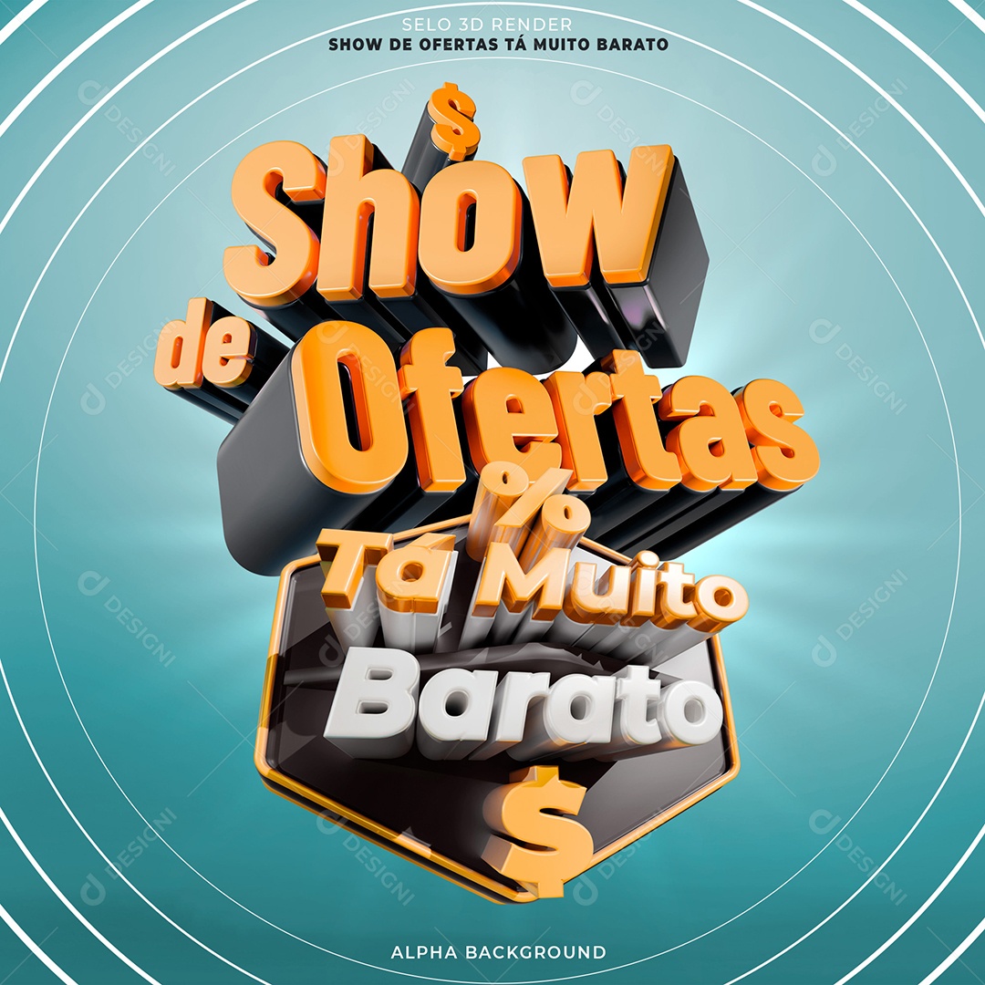 Show de Ofertas Tá Muito Barato Selo 3D para Composição PSD