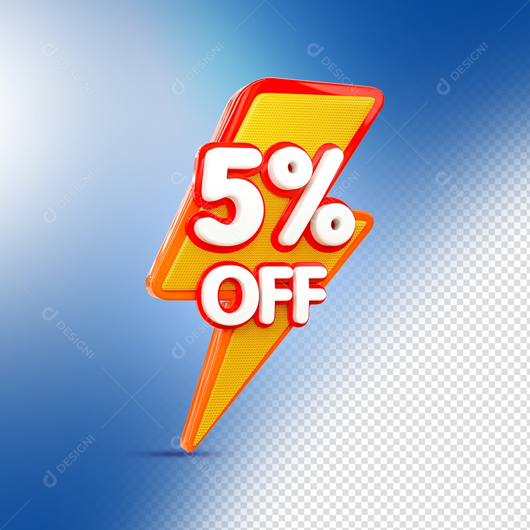 Desconto 5% OFF Elemento 3D para Coposição PSD