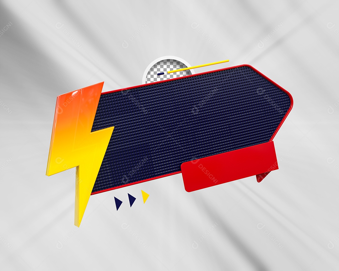 Placa com Raio de Desconto Elemento 3D para Composição PSD