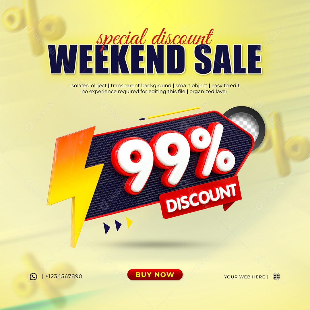 Desconto 99% Elemento 3D Vermelho e Branco para Composição PSD