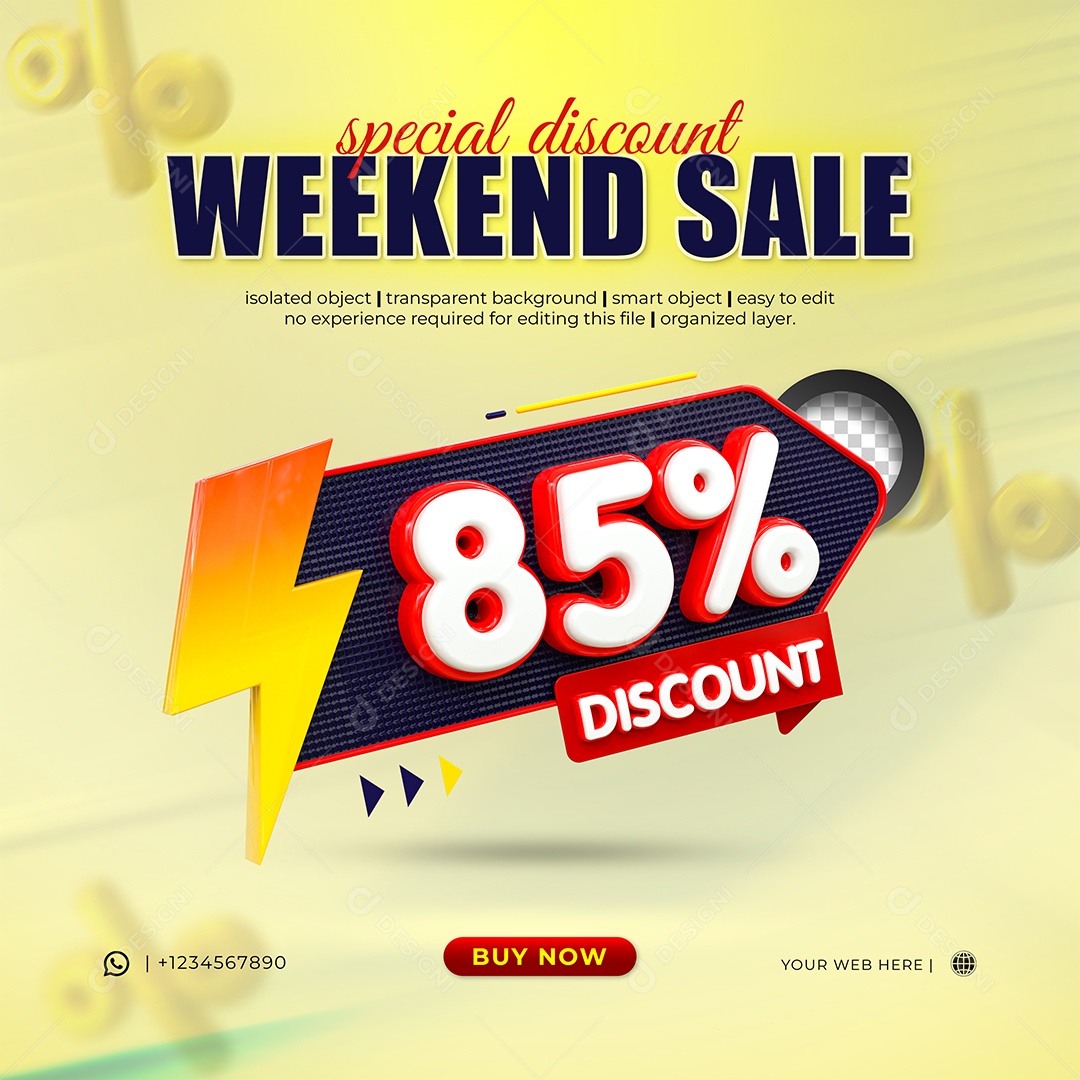 Desconto 85% Elemento 3D Vermelho e Branco para Composição PSD