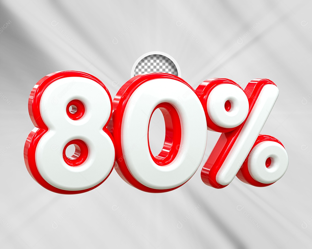 Desconto 80% Elemento 3D Branco e Vermelho para Composição PSD
