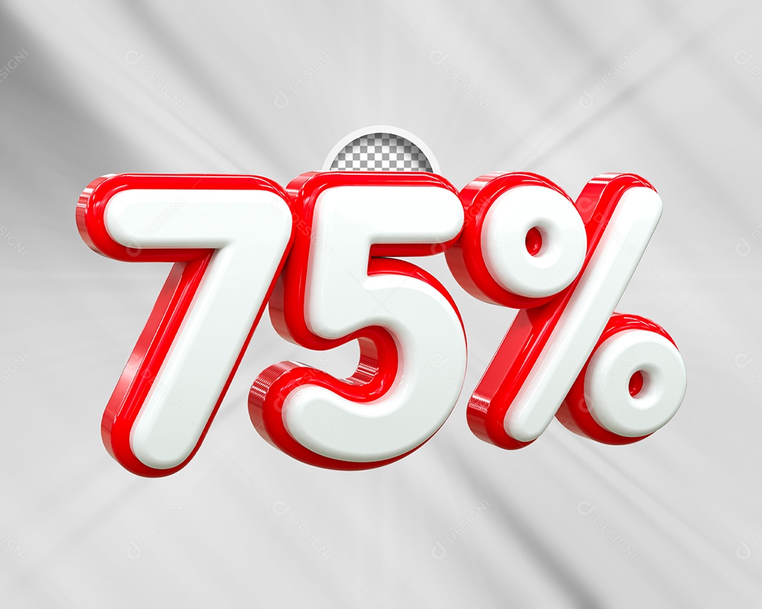 Desconto 75% Elemento 3D Branco e Vermelho para Composição PSD