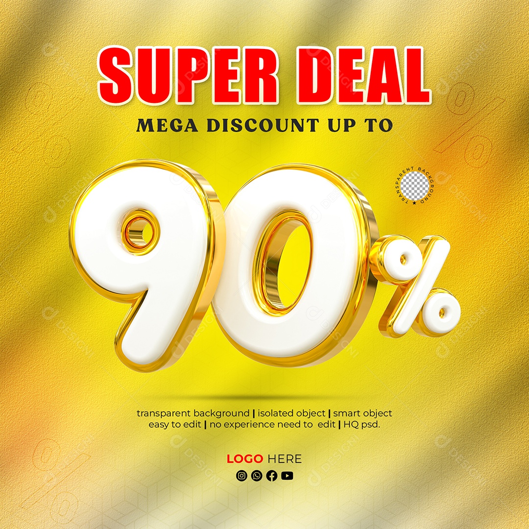 Desconto 90% Elemento 3D para Composição PSD