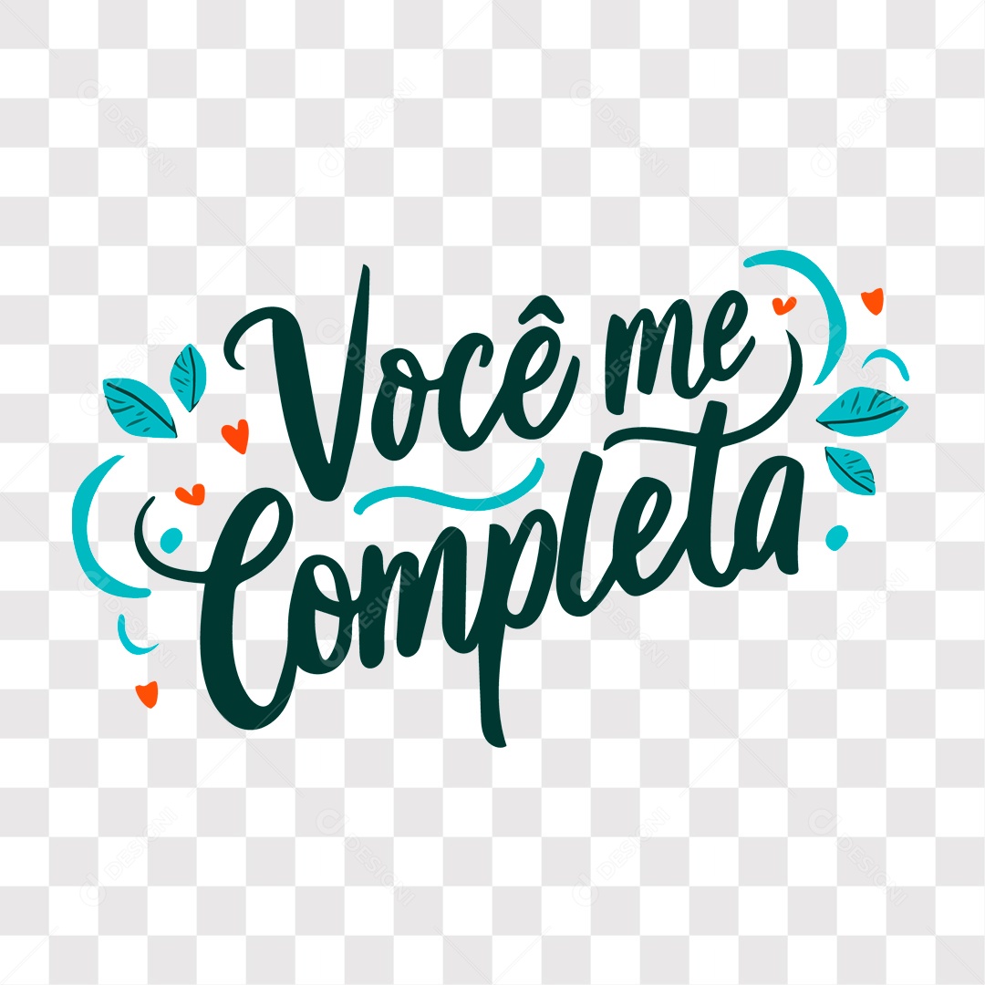 Lettering Dia dos Namorados Você Me Completa EPS + PNG