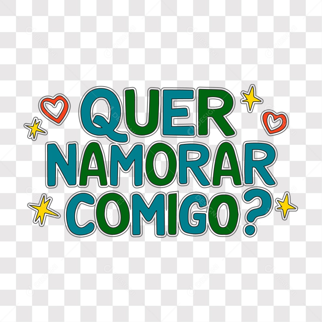 Lettering Dia dos Namorados Quer Namorar Comigo EPS + PNG