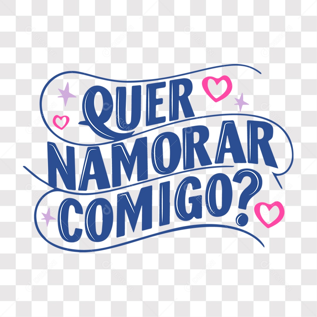Lettering Dia dos Namorados Quer Namorar Comigo EPS + PNG