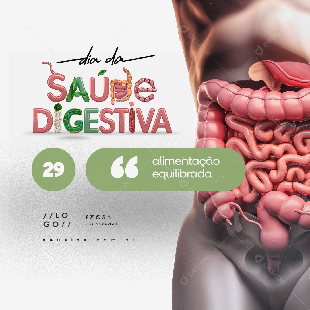 Dia da Saúde Digestiva 29 de Maio Social Media PSD Editável