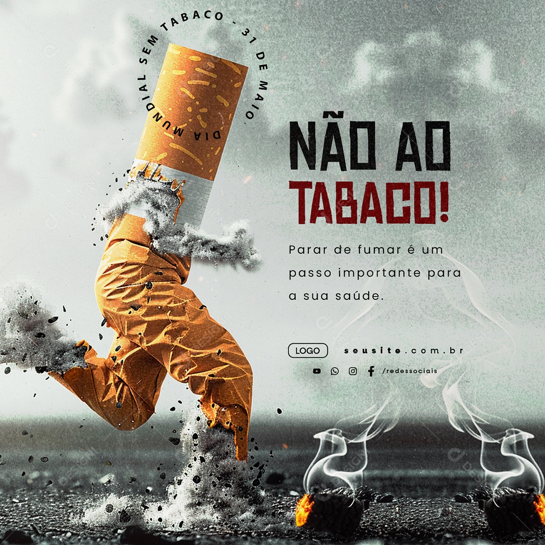 Dia Mundial Sem Tabaco 31 de Maio Social Media PSD Editável