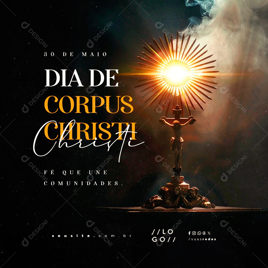 Dia de Corpus Christi 30 de Maio Fé Que Une Comunidades Social Media PSD Editável