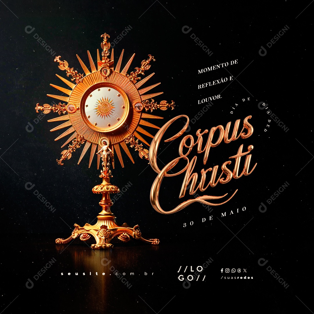 Dia de Corpus Christi 30 de Maio Momento de Reflexão Social Media PSD Editável