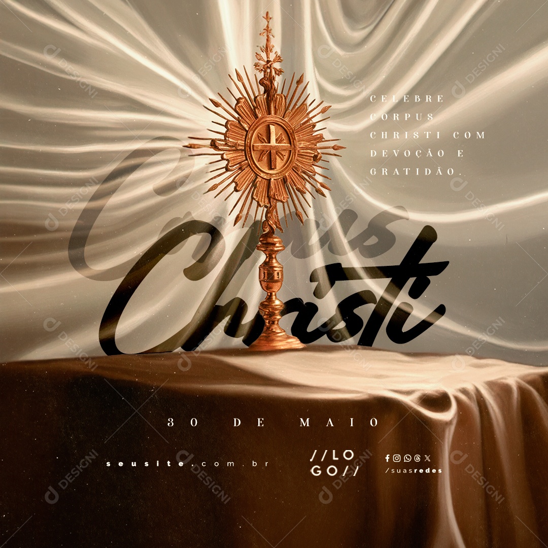 Dia de Corpus Christi 30 de Maio Celebre Social Media PSD Editável