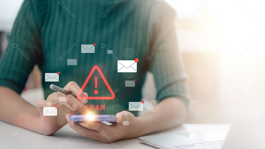 Alerte a caixa de entrada de email e vírus de spam com aviso para notificação