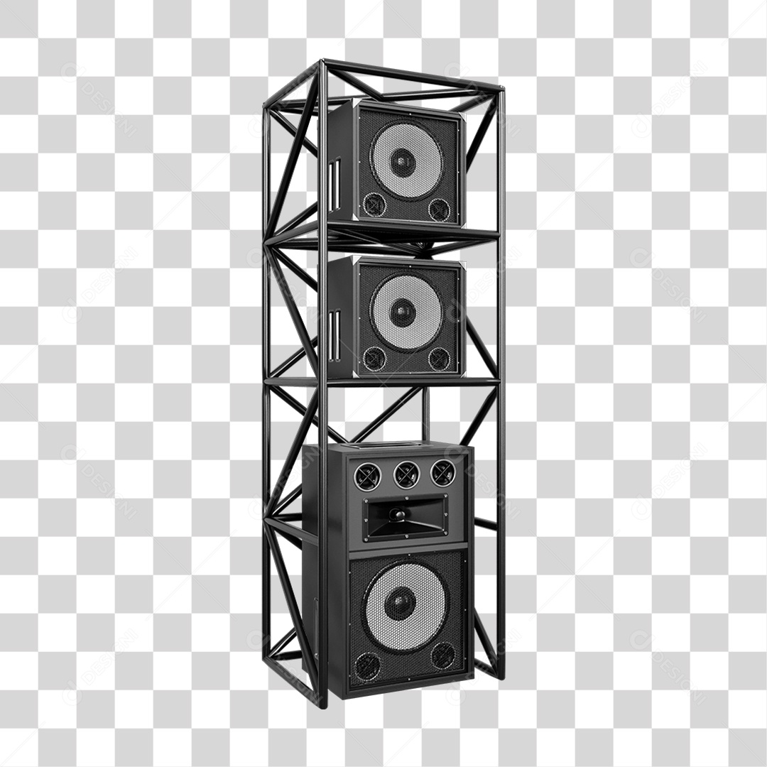 Estruturas Metálicas com Caixas de Som PNG Transparente