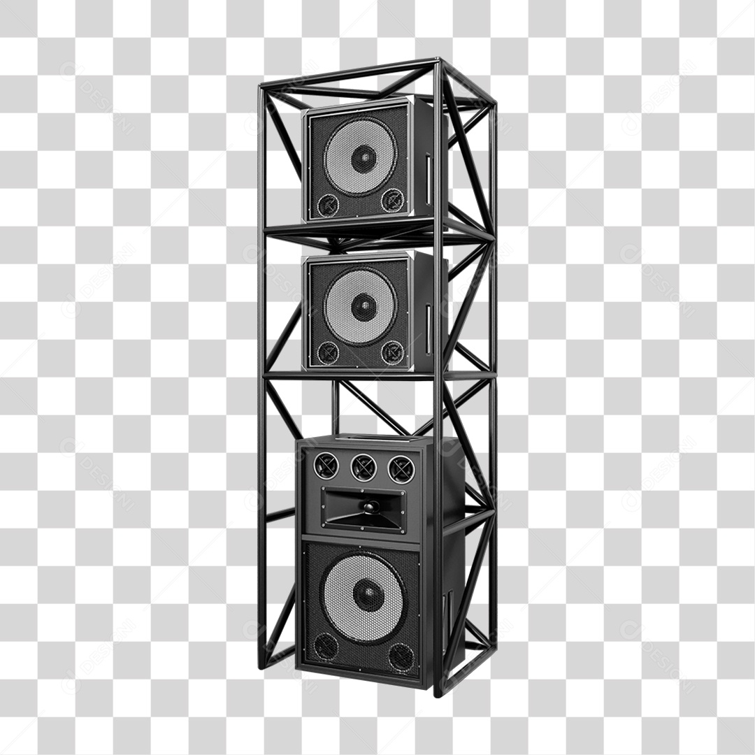 Estruturas Metálicas com Caixas de Som PNG Transparente