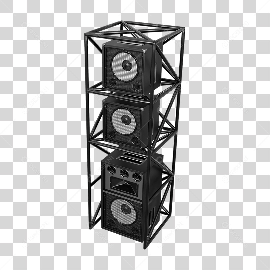 Estruturas Metálicas com Caixas de Som PNG Transparente