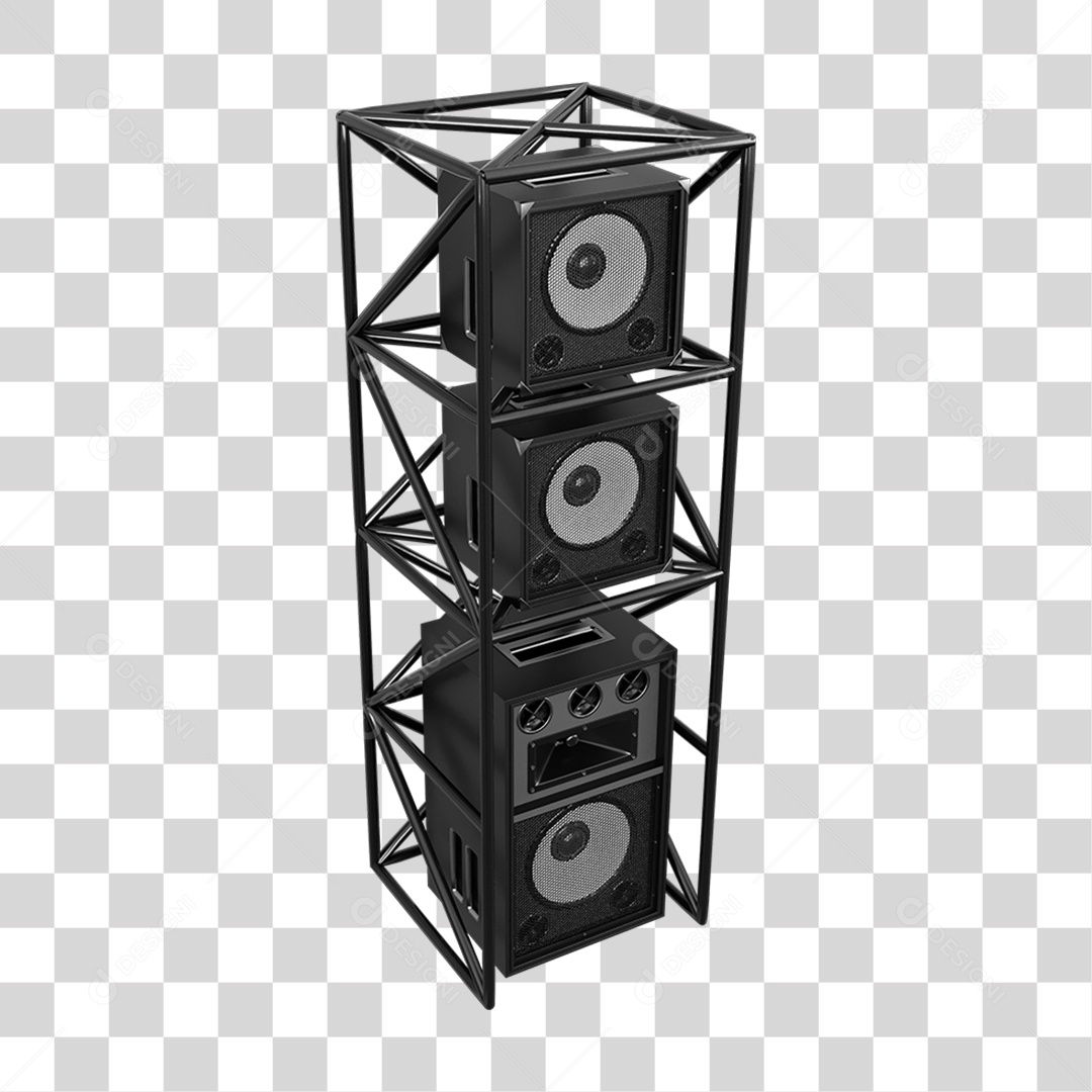 Estruturas Metálicas com Caixas de Som PNG Transparente