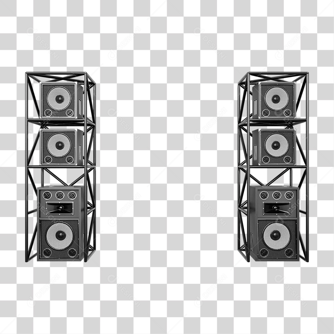 Estruturas Metálicas com Caixas de Som PNG Transparente