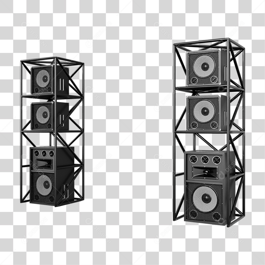 Estruturas Metálicas com Caixas de Som PNG Transparente