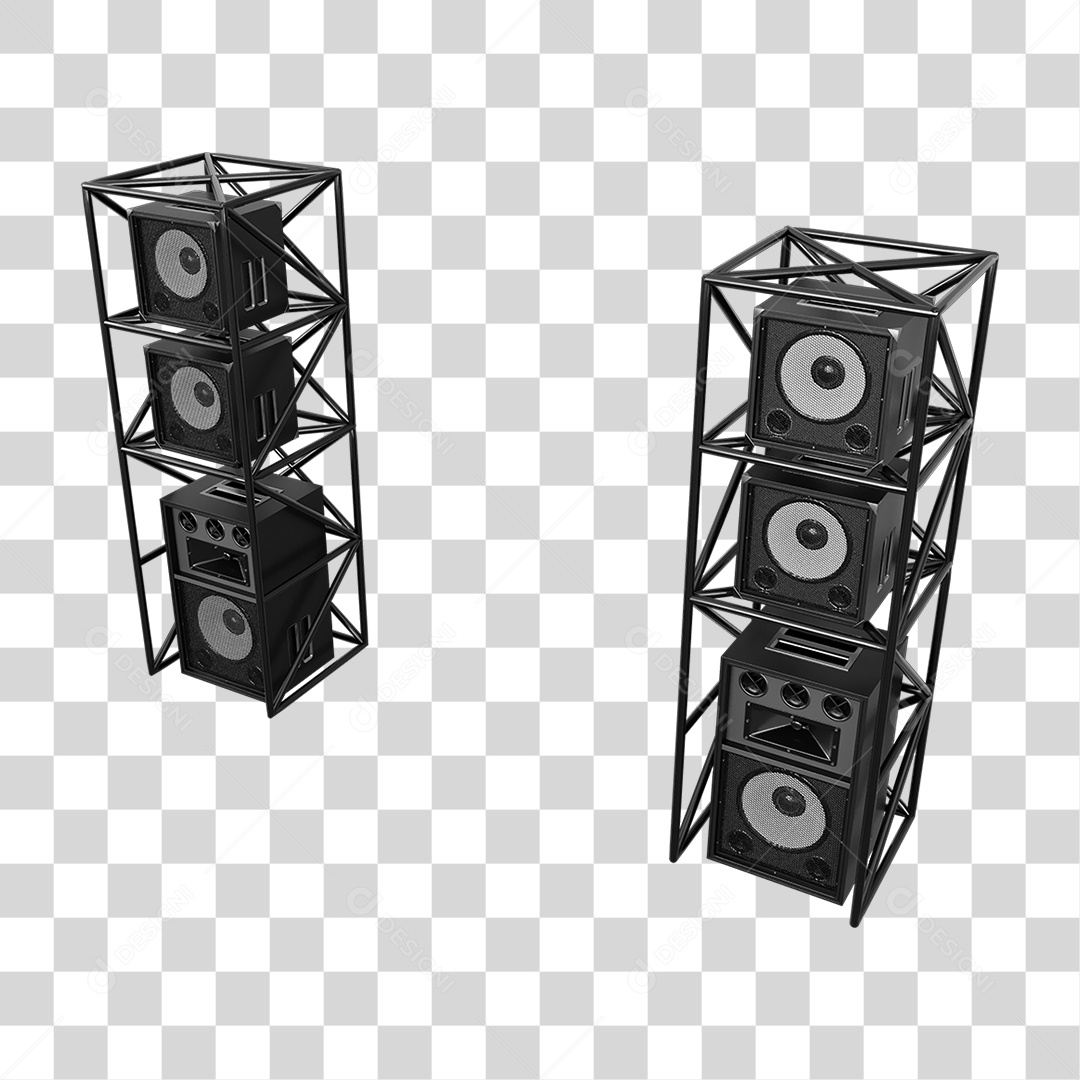 Estruturas Metálicas com Caixas de Som PNG Transparente