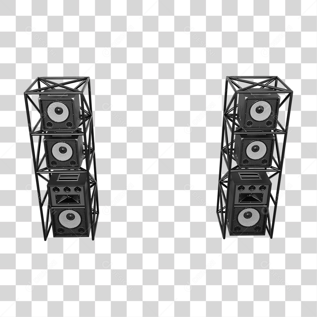 Estruturas Metálicas com Caixas de Som PNG Transparente
