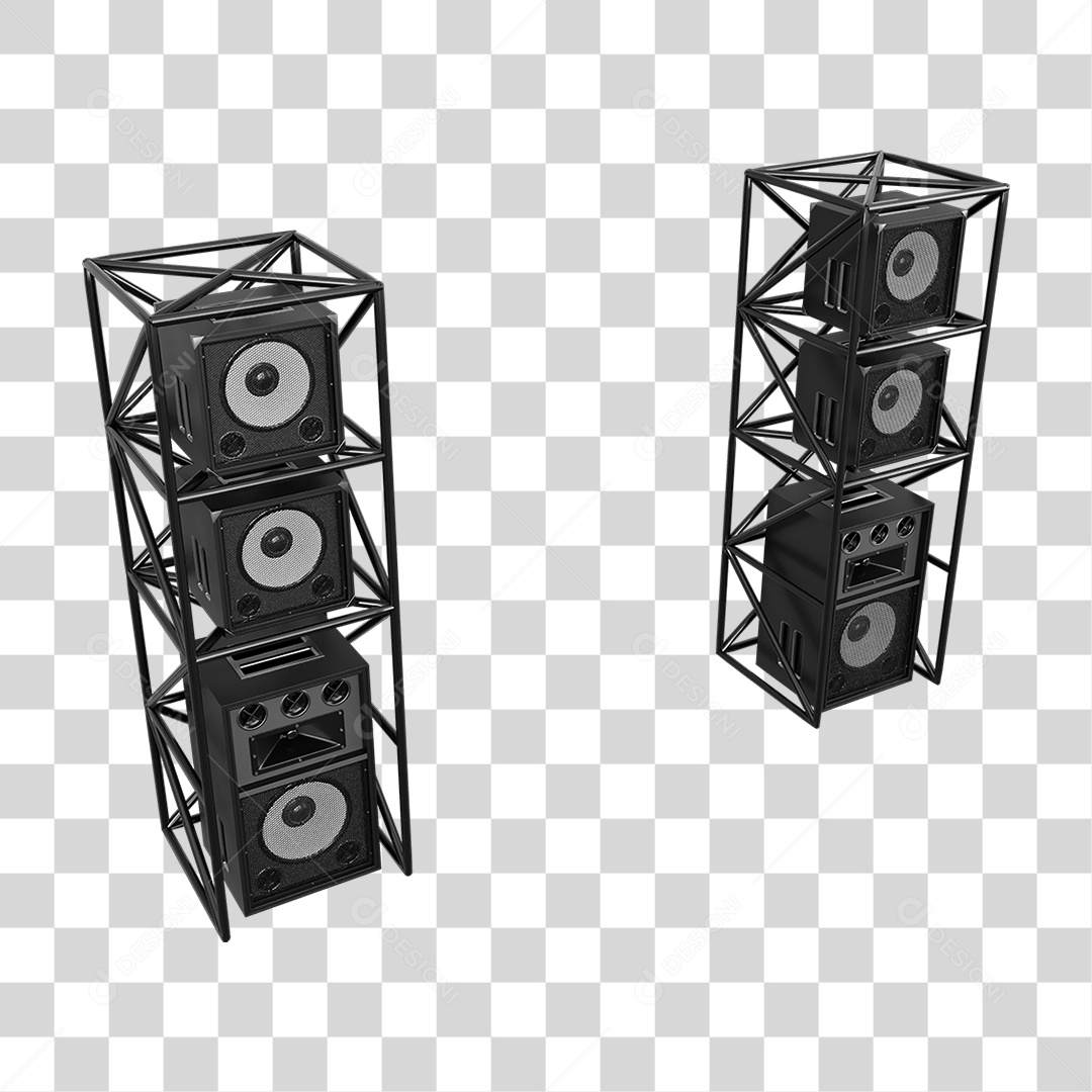 Estruturas Metálicas com Caixas de Som PNG Transparente