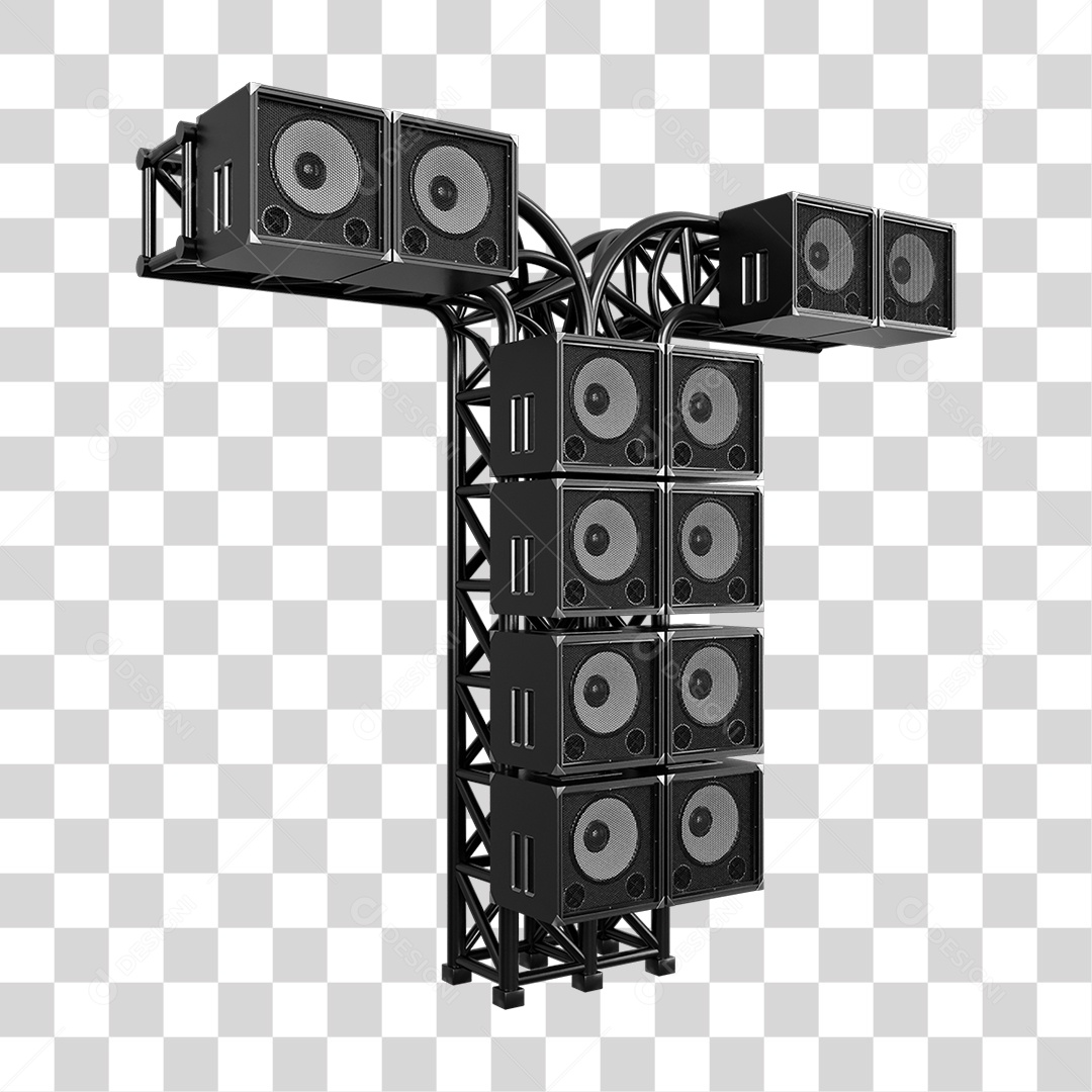 Estruturas Metálicas com Caixas de Som PNG Transparente