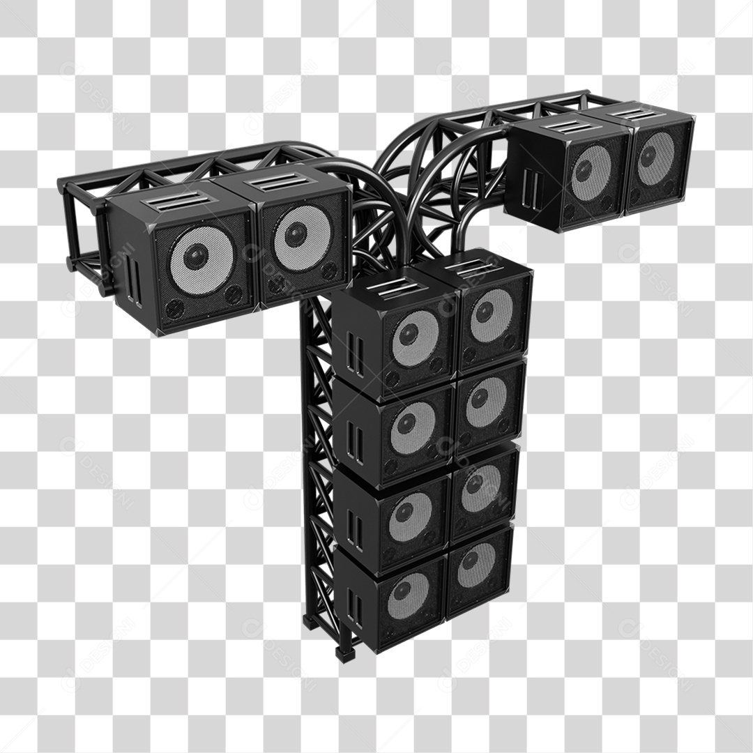 Estruturas Metálicas com Caixas de Som PNG Transparente