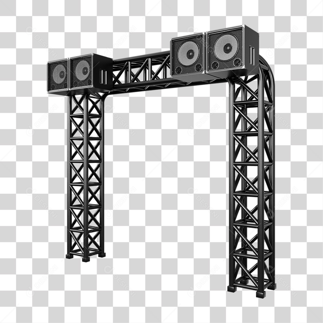 Estruturas Metálicas com Caixas de Som PNG Transparente
